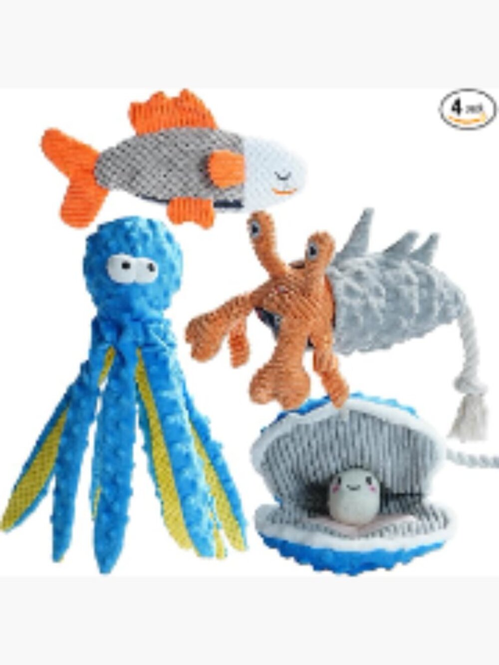 Crinkle Squeaky Dog Toys for Aggressive Chewers, Tough Durable Plush Rope Tug